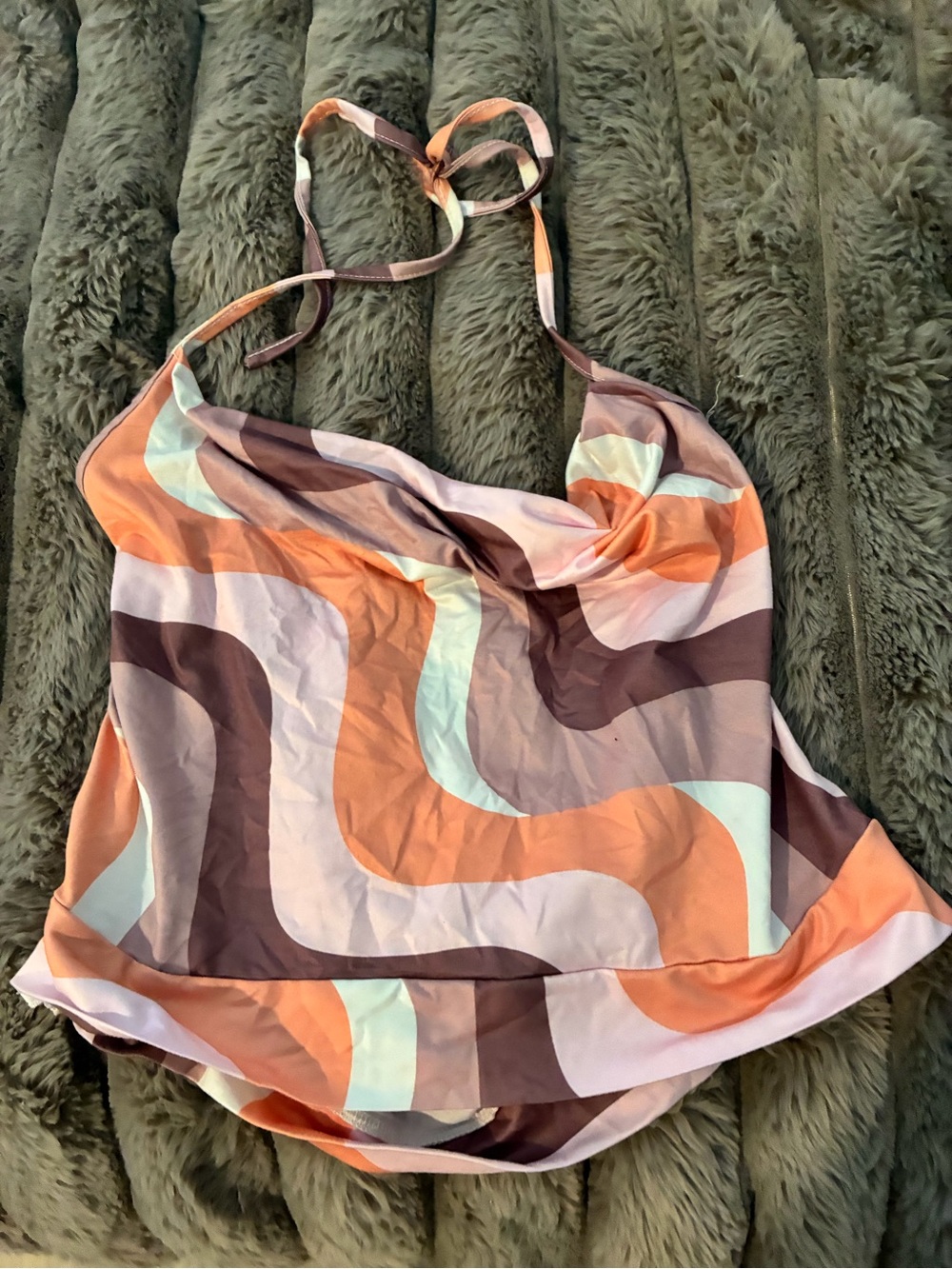 Nordstrom Swirl-Print Halter Camisole in Orange, Brown & Mint
